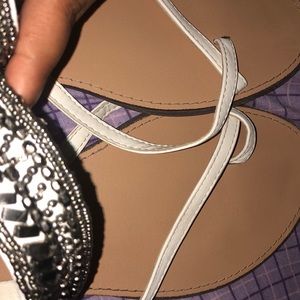 Cross Band Beaded Toe Loop Sandal